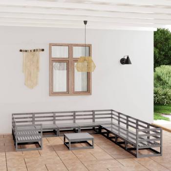 Solid Pinewood 12 Piece Garden Lounge Set