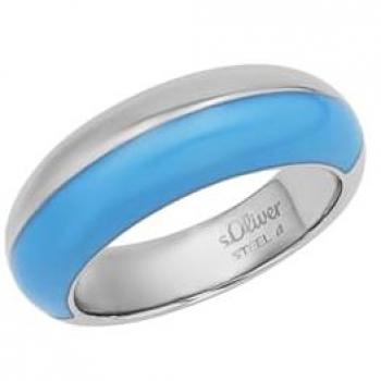 Fingerring S.OLIVER 2037975/-79/-77/-78 Gr. 54, bunt (edelstahlfarben, hellblau), Fingerringe, Damen, 54, Edelstahl, 5mm, mit Emaille