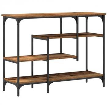 Tavolo Console con Scaffale – Legno Vecchio, 100x35x75 cm