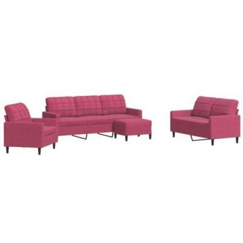 Set di Divani 4 pz in Velluto Rosso Vino