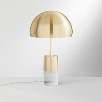Lampada da Tavolo in Metallo Oro con Base Effetto Marmo
