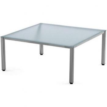 Rocada Schreibtisch mit verchromtem Gestell 120x120x73cm und Glasplatte