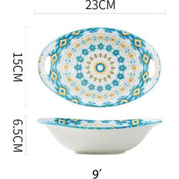 9 Inch Hand-Painted Ceramic Plate for Salad and Soup