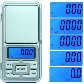 Báscula de bolsillo para metales preciosos, 500g/300g/200g x 0,01g