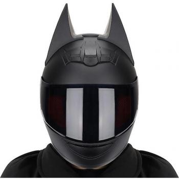 Casque moto Full Face avec cornes détachables, M noir mat