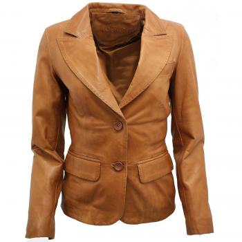 Cuero Bronceado Infinity Blazer para Dama
