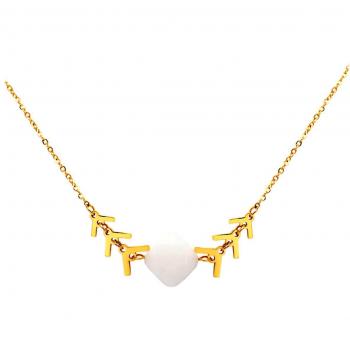 Collar de Diseño Boho en Oro Blanco