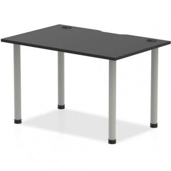 Impulse Black Series 1200 x 800mm Straight Table with Black Top, Cable Ports, and Silver Legs