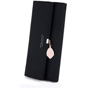 Portafoglio Lungo Donna con Cerniera e Portamonete Pendente in Pelle PU, 10 Slot per Carte