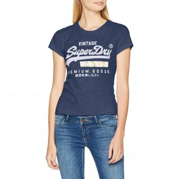 Superdry Damen Pullunder Premium Goods Sport Entry Tee, Blau, X-Small