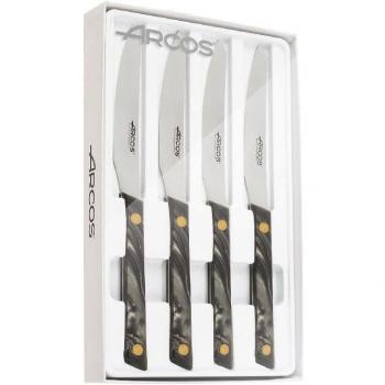 Juego de 4 Cuchillos de Mesa Arcos Serie Flysch | Mango Polimetil Metacrilato Color Azul
