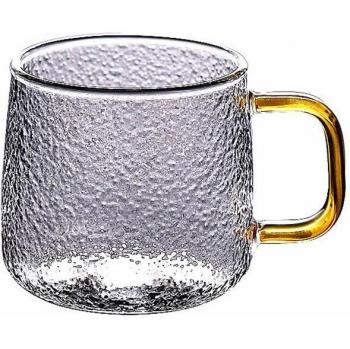 Heat-Resistant Pink Tea Glass Cup with Hammer Pattern
