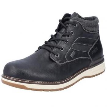 RIEKER Herren Winterstiefelette 42 – Schwarz/Grau, Textil und Lederimitat