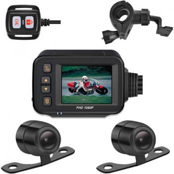 Dual‑Screen Motorcycle Dash Cam – 1080P Wide Angle, Front & Rear Capture