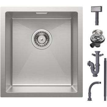 Bac d’évier mono‑bac noir anthracite, inox, à poser, avec égouttoir intégré