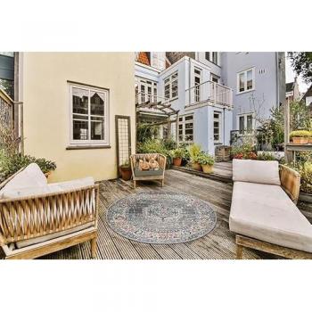 Jardin et Balcon Gris Oriental – Tapis Rond Int/Ext 120x120