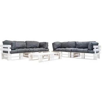 VidaXL Set di Divani da Giardino Pallet 6 PZ con Cuscini Grigi in Legno