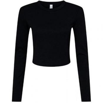 Bella+Canvas Women's Black Long Sleeve Micro Rib Shirt XL