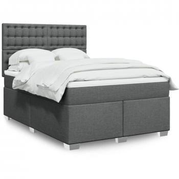 VidaXL Boxspringbett mit Matratze 140 x 190 cm Dunkelgrau