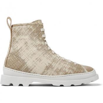 Botas Camper de piel con cordones en color beige