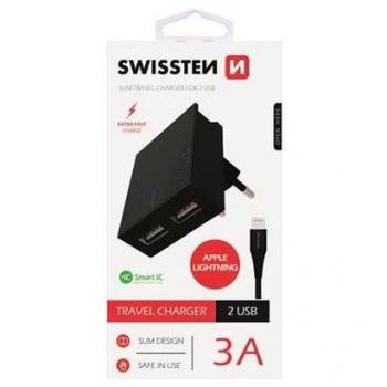 Caricatore Muro USB Doppio 3A con Smart IC e Cavo per iPhone/iPad