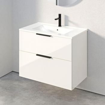 Timm Mobiletto 80 cm – Lavabo Bianco con Colonne Sospese