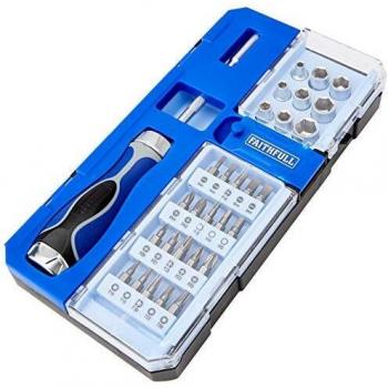 Faithfull SDSET33R Ratchet Screwdriver & Socket Set 33 Piece