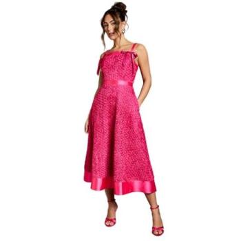 Coastal Blossom Strappy Midi Dress for Women, Size 10 – Pink