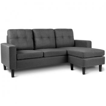 Divano a 3 Posti Chaise Longue Tappeto in Legno Massiccio