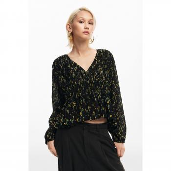 Blusa de mujer Desigual con diseño floral y escote en pico