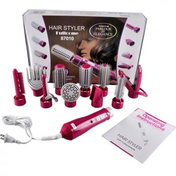 10 in 1 Pink Hair Curler and Dryer with Rotating Styler
