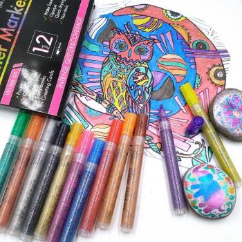 12 Colors Glitter Markers for Kids