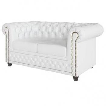 S-Style Canapé 2 places Chesterfield en cuir végan blanc