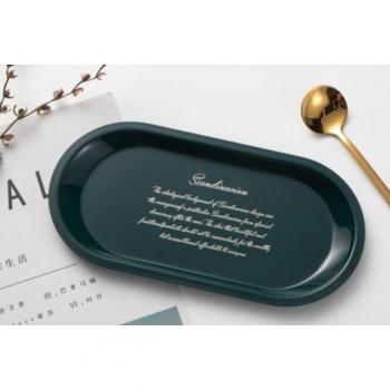 Ovales Schmucktablett aus Metall – Nordischer Schreibtisch Organizer in Gold und Silber