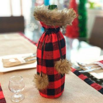 Red and Black Plaid Wine Bottle Sleeve