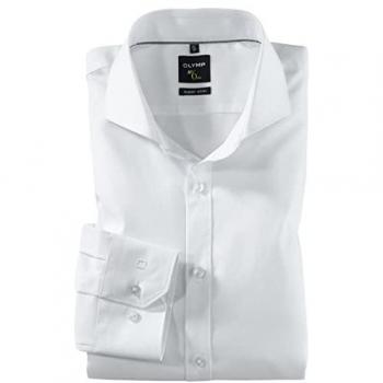 OLYMP Businesshemd – No. 6 Super Slim, Herren, Gr. 38, Weiß, Baumwoll‑Stretch, Langarm