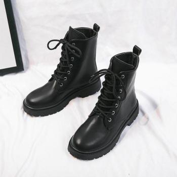 Bottes moto en cuir noir femmes semelles épaisses