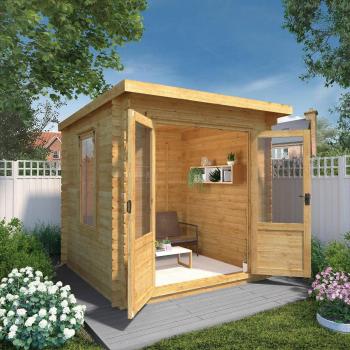 Mercia 8'x9' Timber Pent Log Cabin with 19mm Thick Logs