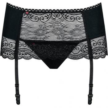 Obsessive Strapsgürtel Strumpfgürtel Miamor schwarz + String Strapshalter transparent Stretch