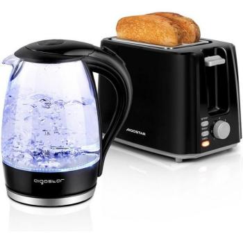Tostador & Hervidor Dual: AIGOSTAR 2 ranuras + Cristal 1.7 L