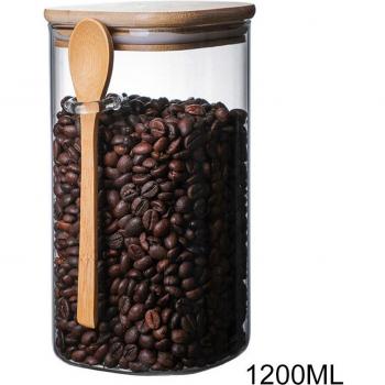 Glass Jar with Lid and Spoon for Food Storage