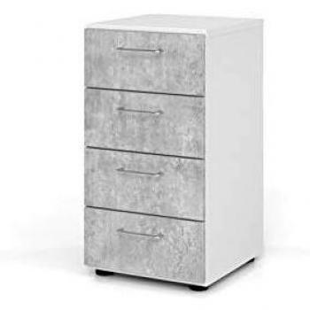 Hjh OFFICE PRO BETA 9 Armadio 4 scorrimenti Bianco/Cemento 2 altezze