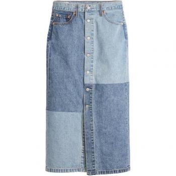 Levi's Midi Rock Knopfleiste Damenrock – Größe 30, blau