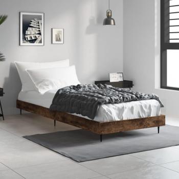 Cama sin colchón de roble ahumado 75x190 cm – estructura metálica y madera