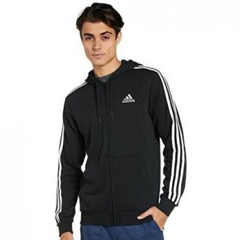 Adidas Sportswear French‑Terry Full‑Zip Hoodie, Men's Size Large – Black
