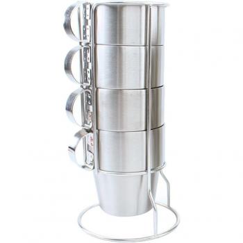 Kit randonnée 4 tasses 300 ml – inox, thé/café/bière