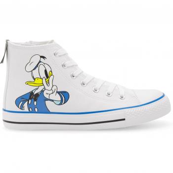 Mode‑Trend: „Donald Duck“ Stoff‑Sneakers – Farbe Weiß, Code CS‑SS24‑345DDON