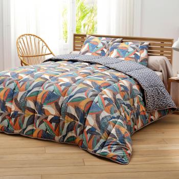 Couvre-Couette Feuille Naturel – 200x200 – Polyester, Vert