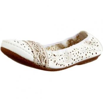 Rieker Ballerina Damen‑Slipper 38 (5) – Lederimitat, Weiß, klassisches Flaches Schuhdesign