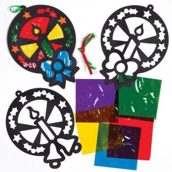 Christmas Wreath Stained Glass Decoration Set